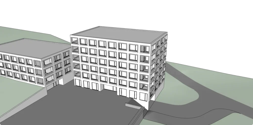 A 3d rendering of a secondary residence on a hillside.