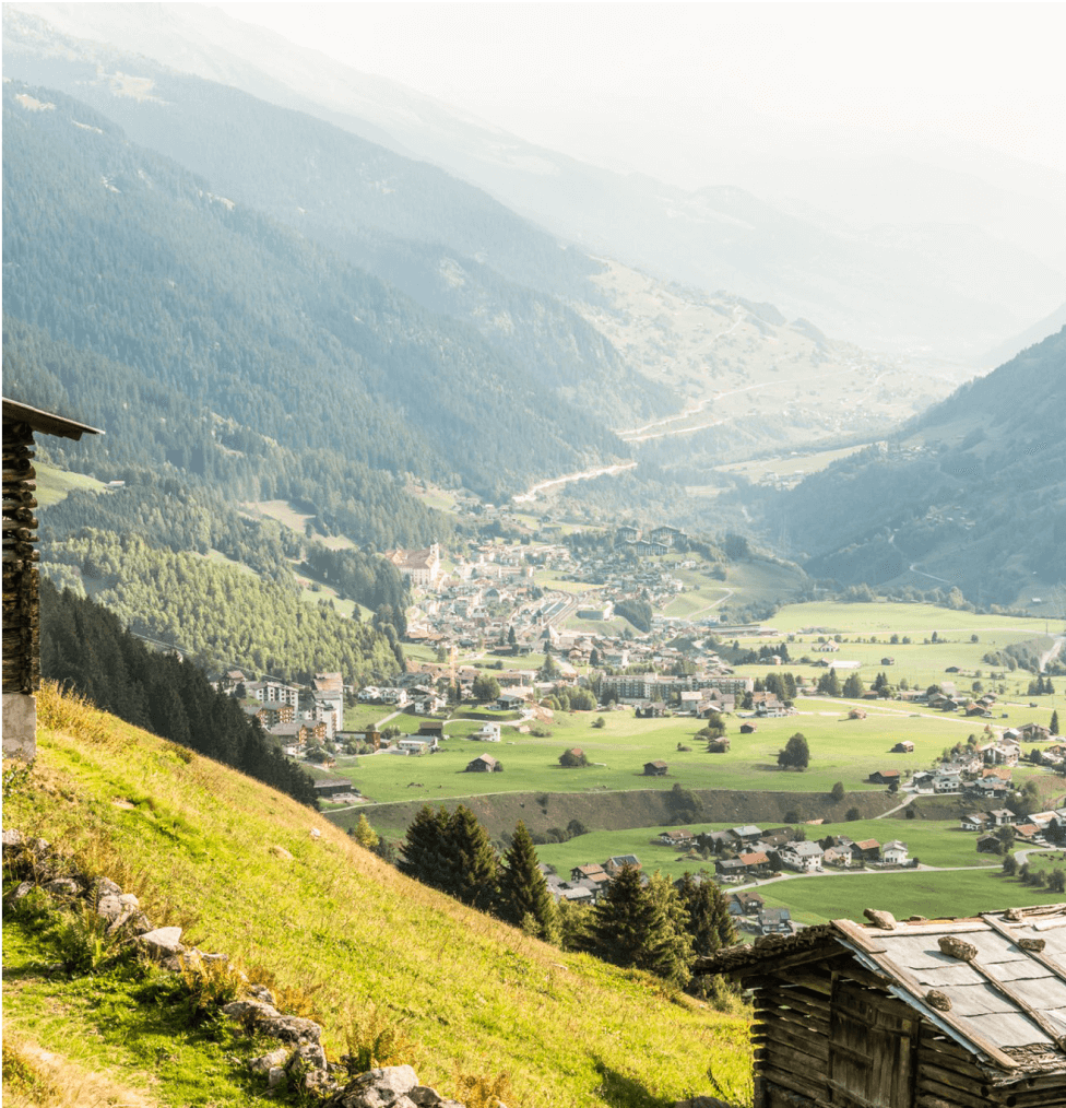 A picturesque small village in Switzerland, known for its beautiful surroundings and convenient location.